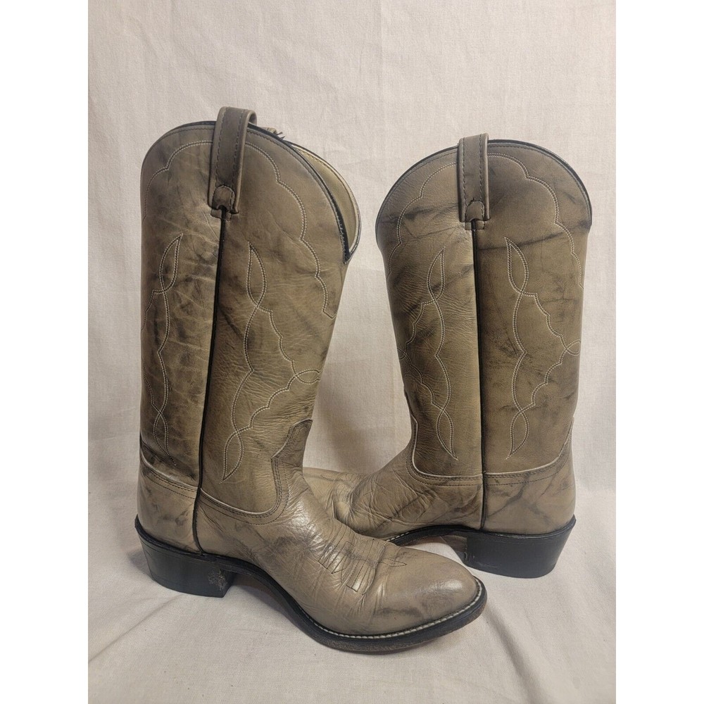 Rare Color ACME COWBOY WESTERN GREY MEN'S BOOTS SIZE 10.5 D - Olive Ivory